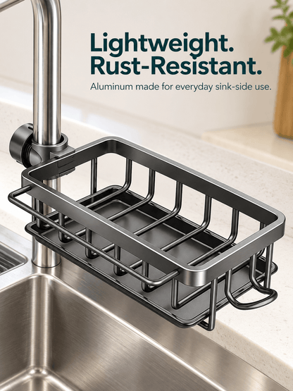 Adjustable Faucet Sink Caddy with Removable Drip Tray