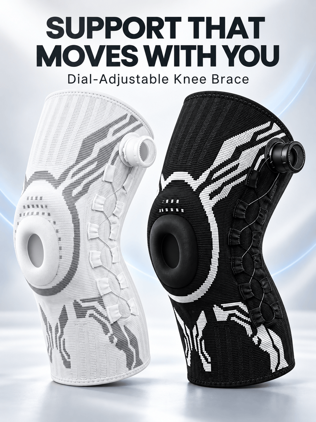 Adjustable Dial Knee Brace with Patella Cushion & Side Support