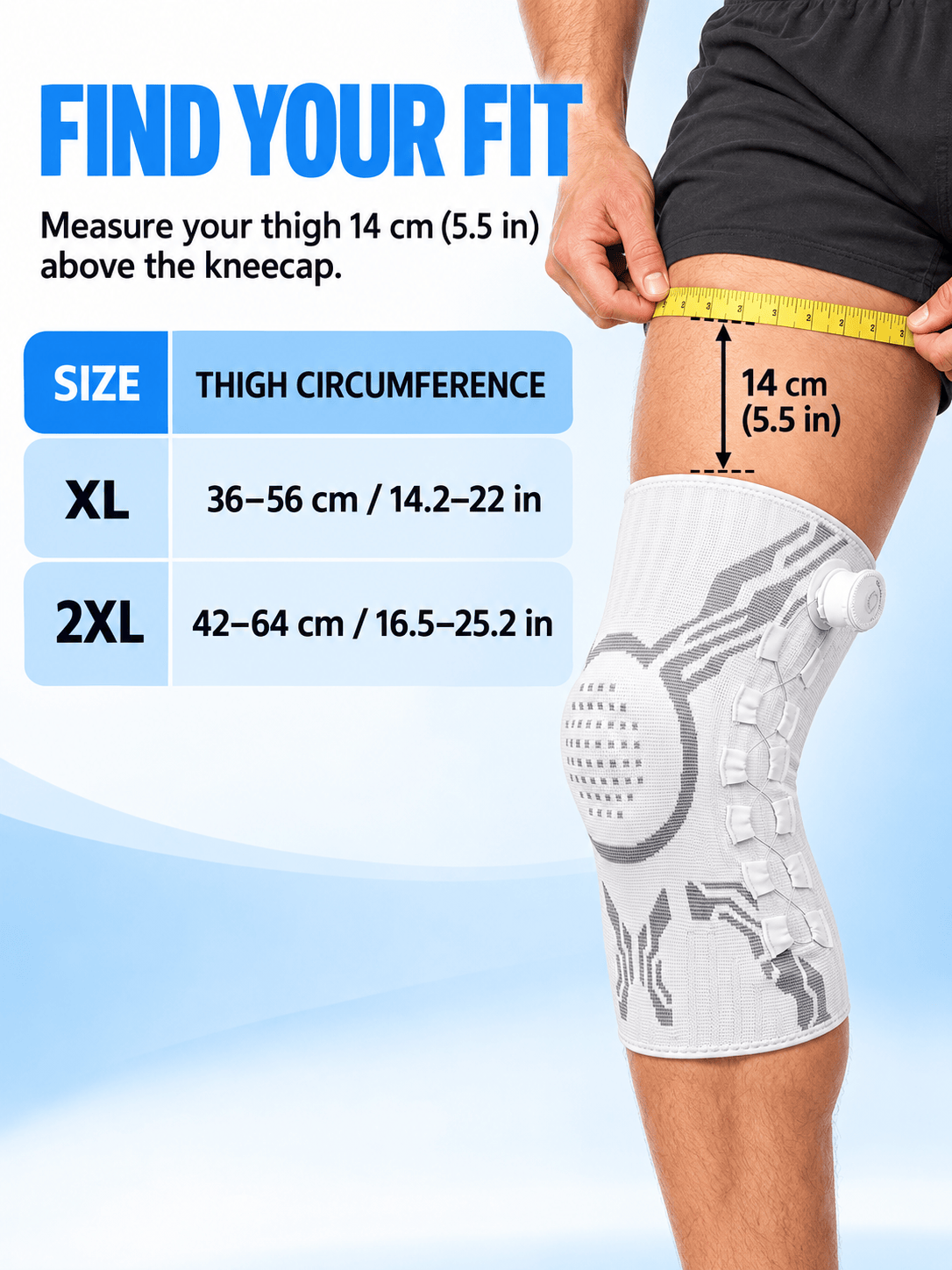Adjustable Dial Knee Brace with Patella Cushion & Side Support