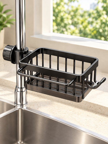 Adjustable Faucet Sink Caddy with Removable Drip Tray