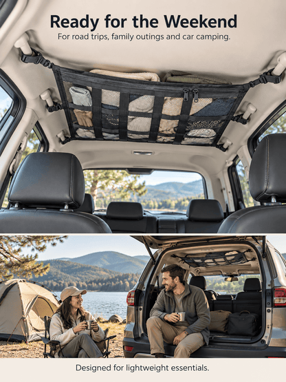 Adjustable Car Ceiling Storage Net – Double-Layer Mesh Organizer